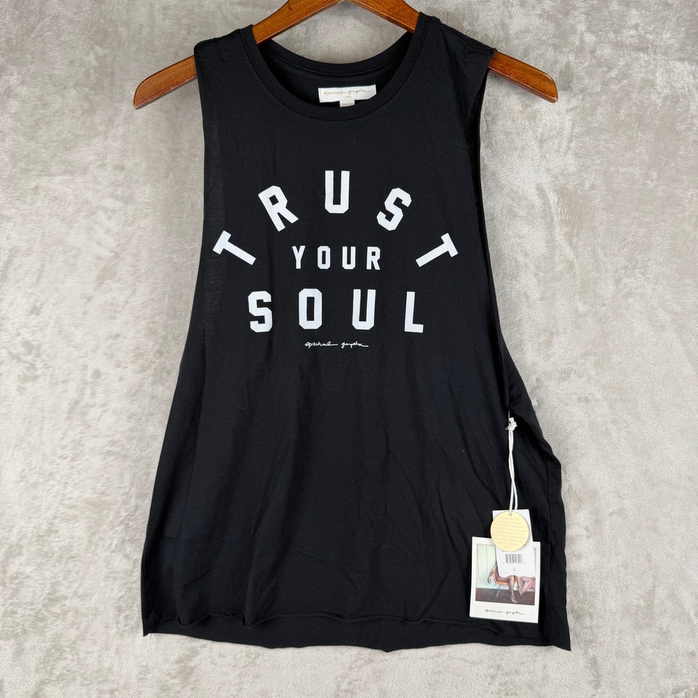Spiritual Gangster Womens Trust Your Soul Muscle Tank Top Black Large NWT